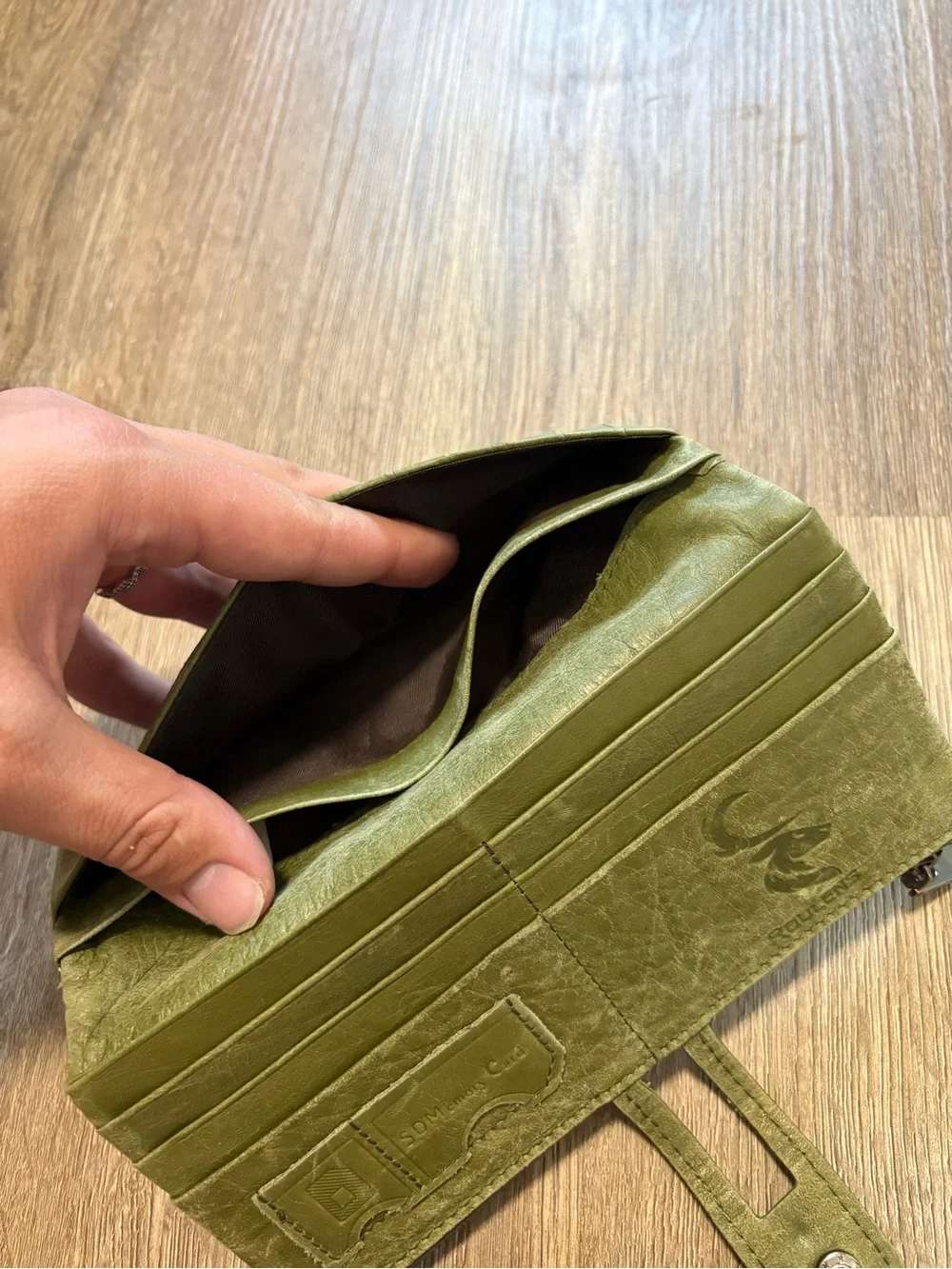 Roulens Green Leather Bifold Wallet